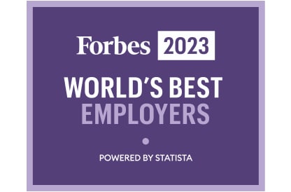 Logotipo do prmio Forbes Worlds Best Employers 2023