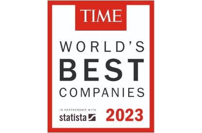 Logotipo do prmio Time das Melhores Empresas do Mundo de 2023